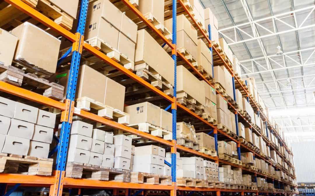 Warehouse shelves full of merchandise